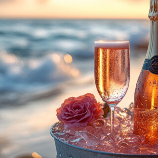 boat champagne on a beach boat champagne on a beach